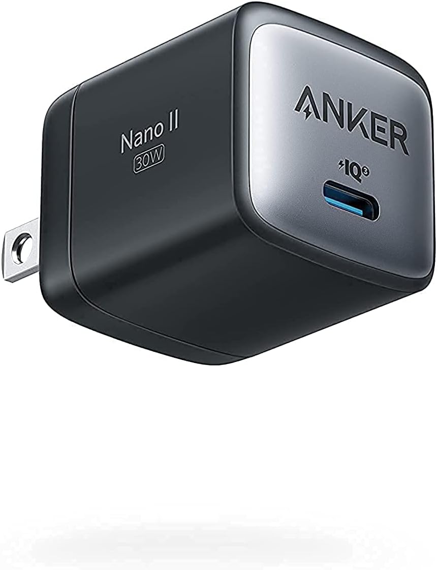 Anker Nano II 30W Fast Charger Adapter, GaN II Compact Charger (Not Foldable) for MacBook Air/iPhone 13/13 Mini/ 13 Pro/ 13 Pro Max/ 12, Galaxy S21, Note 20, iPad Pro, Pixel, and More Anker Nano II 30W Fast Charger Adapter, GaN II Compact Charger (Not Foldable) for MacBook Air/iPhone 13/13 Mini/ 13 Pro/ 13 Pro Max/ 12, Galaxy S21, Note 20, iPad Pro, Pixel, and More